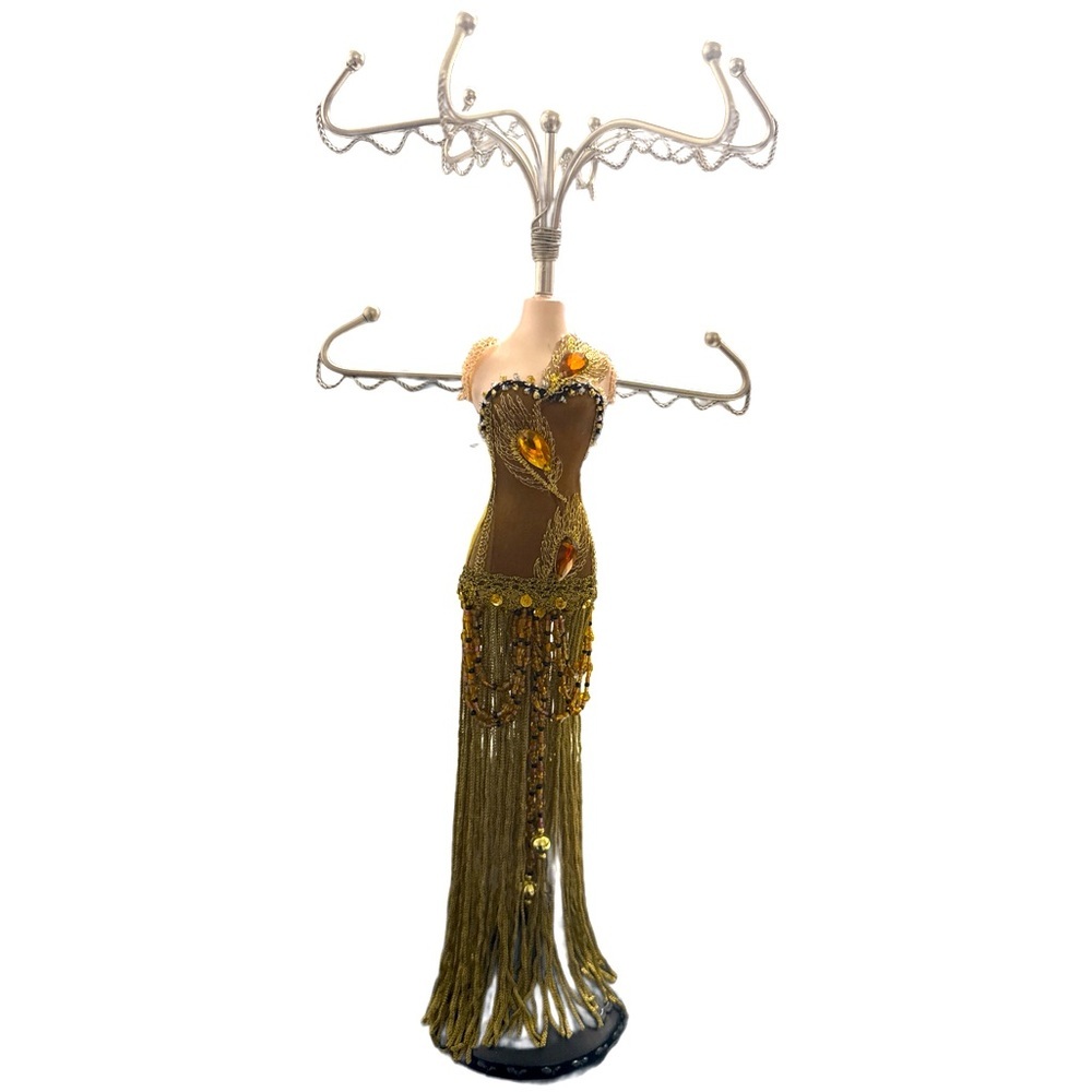Mannequin Jewelry Holder Gold/Olive  Color Gown
NEW
0157